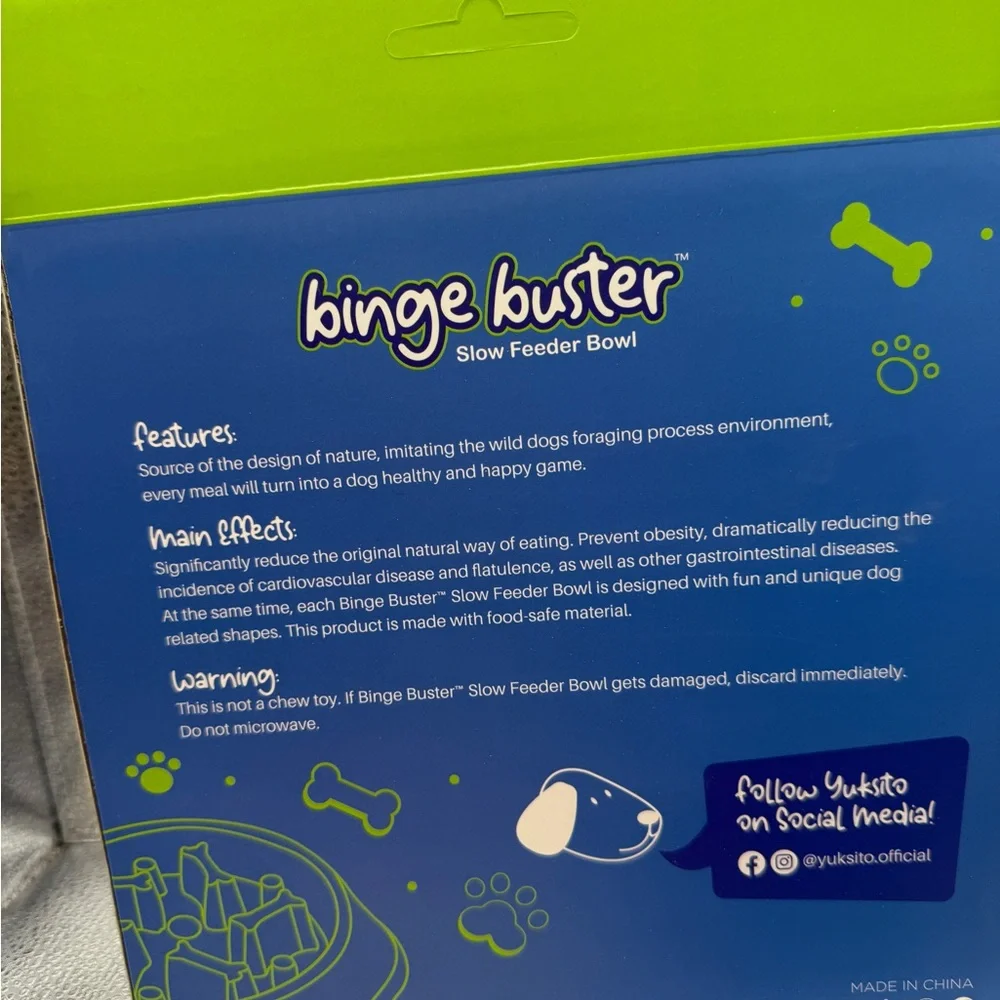 Slow Feeder Dog Bowl, 5-8 Times Slower Feed Design Binge Buster